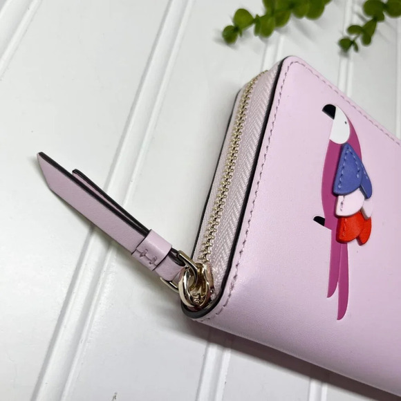 Kate Spade Pink Parrot Flock Party Large Continental Zip Around Wallet - Picture 4 of 10